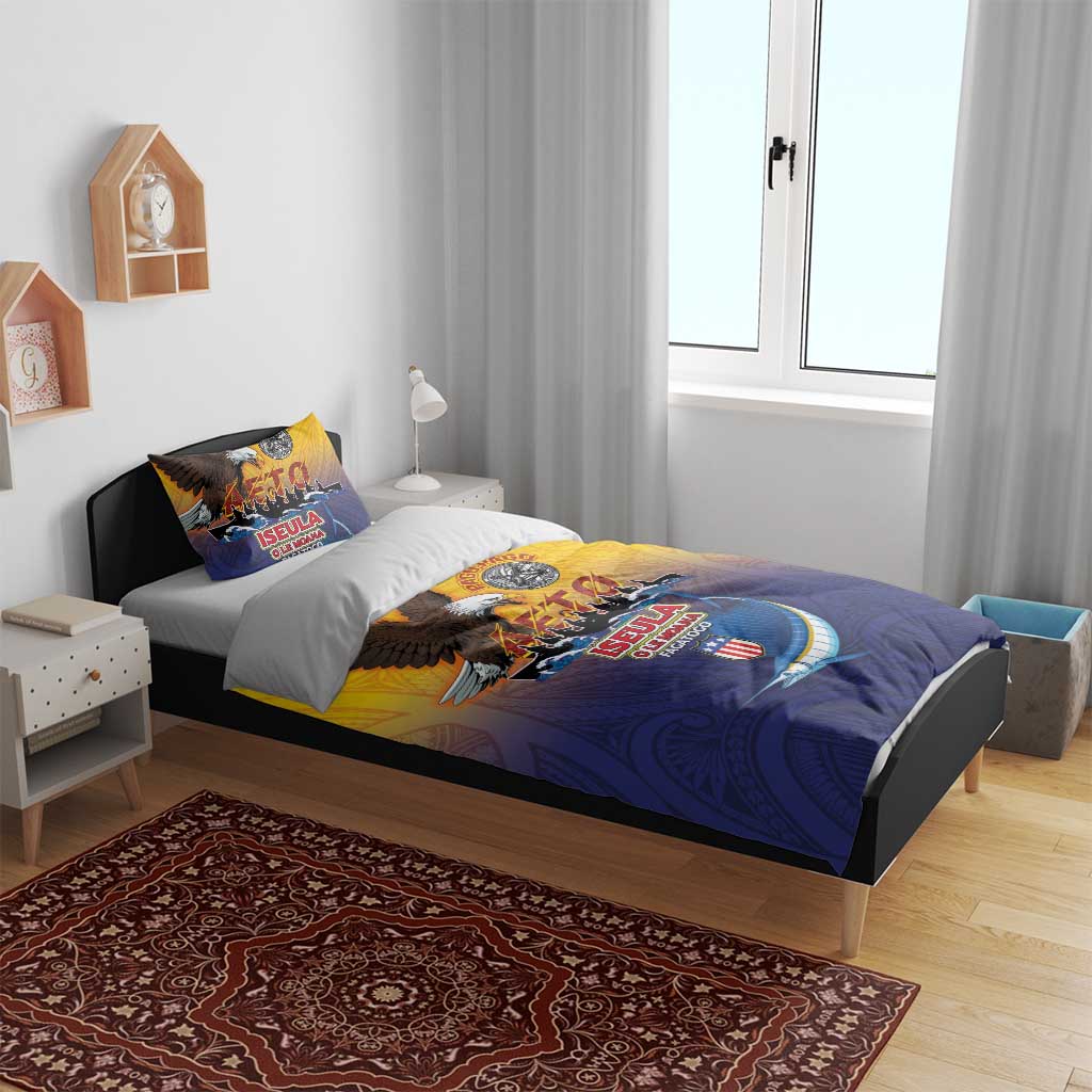 American Samoa Fautasi Bedding Set Bald Eage and Sailfish with Kakau Motifs - Wonder Print Shop