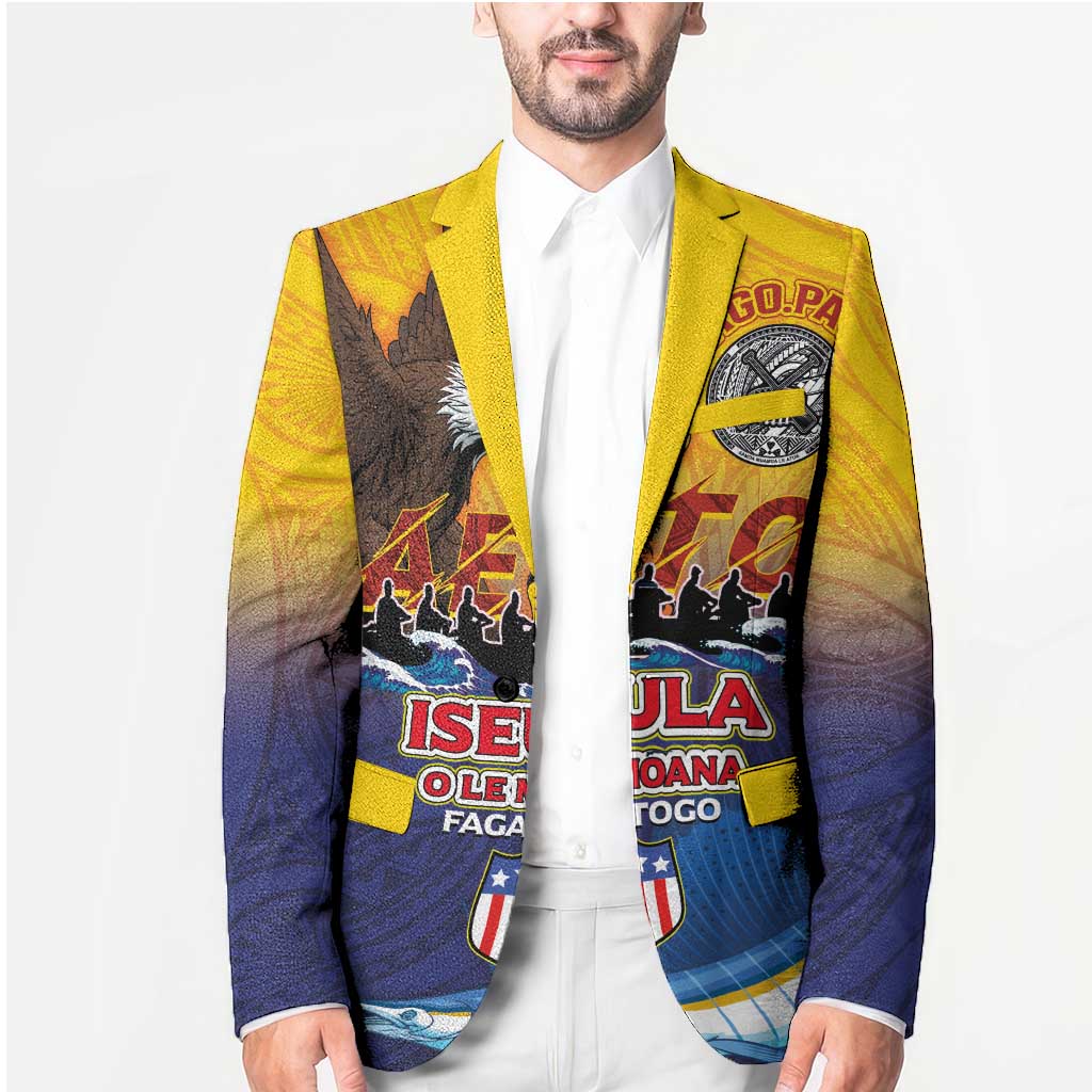 American Samoa Fautasi Blazer Bald Eage and Sailfish with Kakau Motifs - Wonder Print Shop