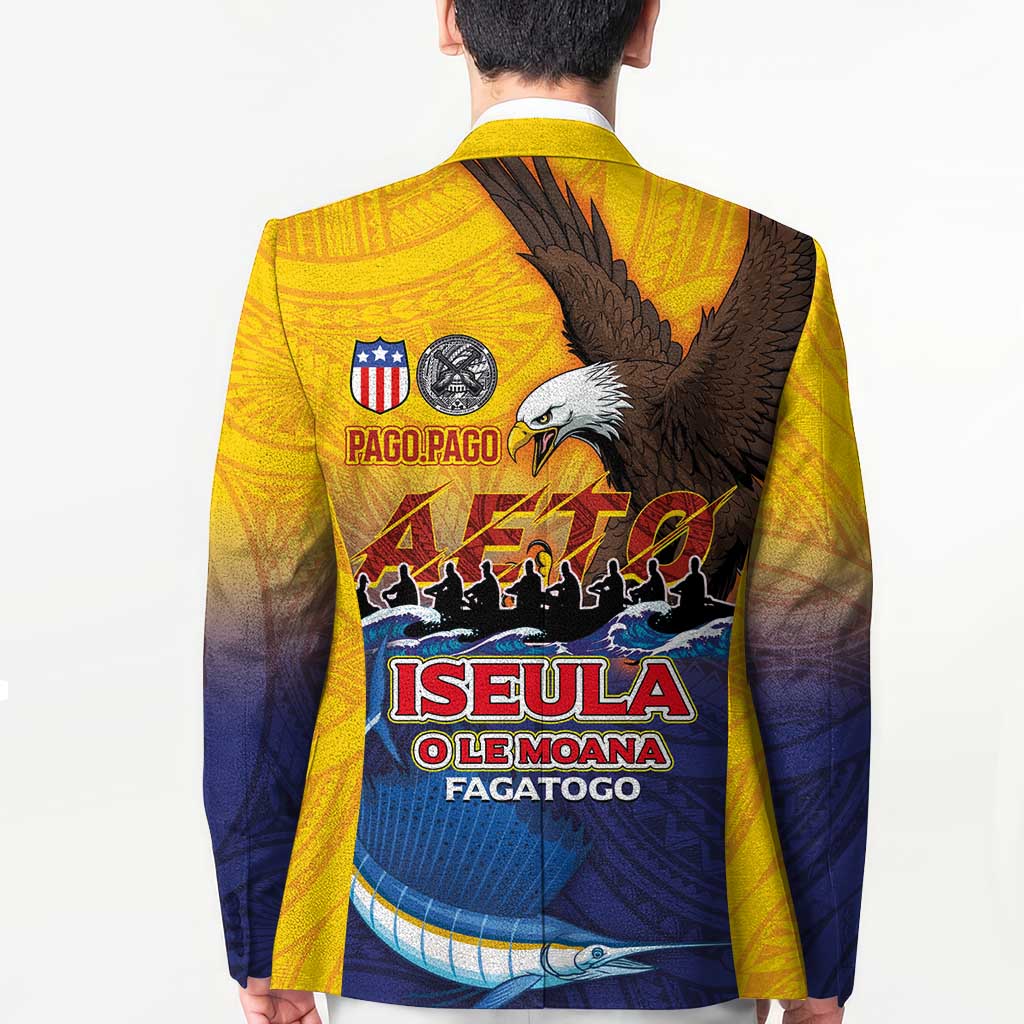 American Samoa Fautasi Blazer Bald Eage and Sailfish with Kakau Motifs - Wonder Print Shop