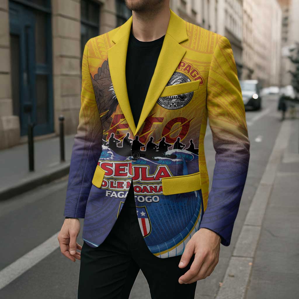 American Samoa Fautasi Blazer Bald Eage and Sailfish with Kakau Motifs - Wonder Print Shop