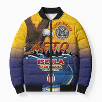 American Samoa Fautasi Bomber Puffer Jacket Bald Eage and Sailfish with Kakau Motifs - Wonder Print Shop