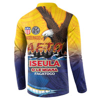 American Samoa Fautasi Button Sweatshirt Bald Eage and Sailfish with Kakau Motifs - Wonder Print Shop