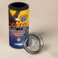 American Samoa Fautasi 4 in 1 Can Cooler Tumbler Bald Eage and Sailfish with Kakau Motifs - Wonder Print Shop