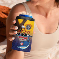 American Samoa Fautasi 4 in 1 Can Cooler Tumbler Bald Eage and Sailfish with Kakau Motifs - Wonder Print Shop