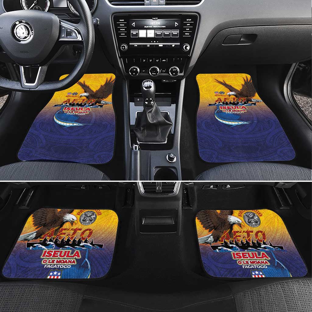 American Samoa Fautasi Car Mats Bald Eage and Sailfish with Kakau Motifs - Wonder Print Shop