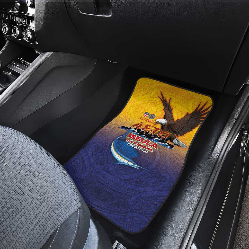 American Samoa Fautasi Car Mats Bald Eage and Sailfish with Kakau Motifs - Wonder Print Shop