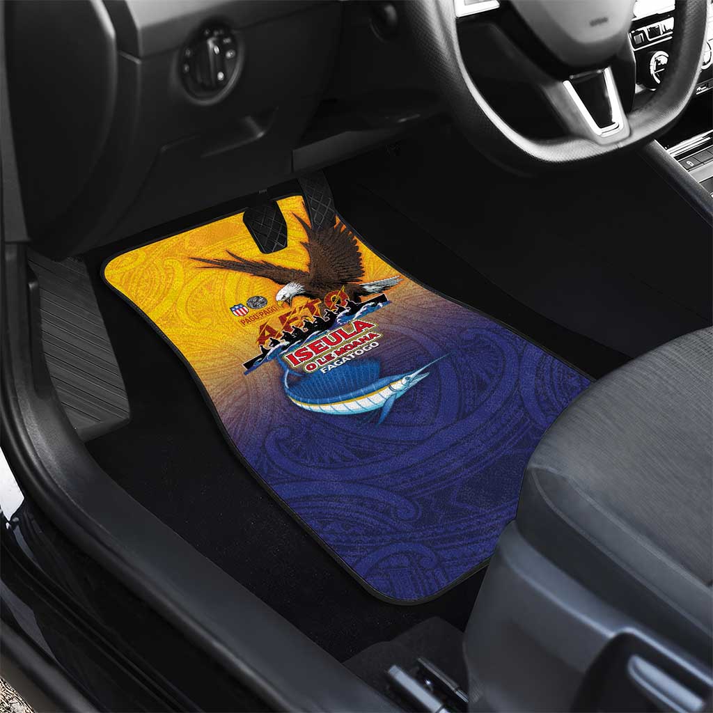 American Samoa Fautasi Car Mats Bald Eage and Sailfish with Kakau Motifs - Wonder Print Shop