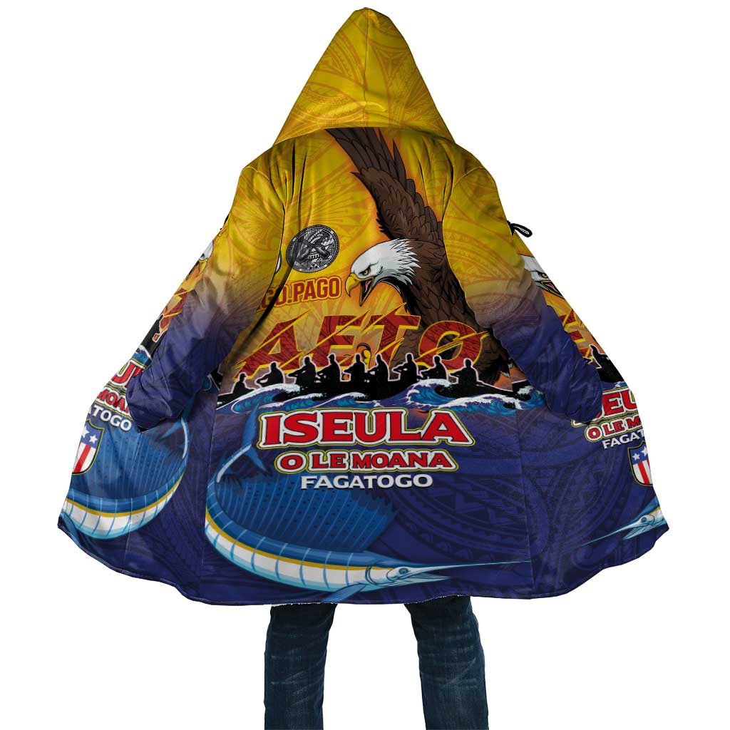 American Samoa Fautasi Cloak Bald Eage and Sailfish with Kakau Motifs - Wonder Print Shop