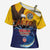 American Samoa Fautasi Cross Shoulder Shirt Bald Eage and Sailfish with Kakau Motifs - Wonder Print Shop