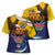 American Samoa Fautasi Cross Shoulder Shirt Bald Eage and Sailfish with Kakau Motifs - Wonder Print Shop