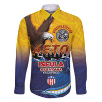 American Samoa Fautasi Family Matching Long Sleeve Bodycon Dress and Hawaiian Shirt Bald Eage and Sailfish with Kakau Motifs - Wonder Print Shop