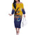 American Samoa Fautasi Family Matching Off The Shoulder Long Sleeve Dress and Hawaiian Shirt Bald Eage and Sailfish with Kakau Motifs - Wonder Print Shop