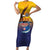 American Samoa Fautasi Family Matching Short Sleeve Bodycon Dress and Hawaiian Shirt Bald Eage and Sailfish with Kakau Motifs - Wonder Print Shop