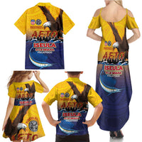 American Samoa Fautasi Family Matching Summer Maxi Dress and Hawaiian Shirt Bald Eage and Sailfish with Kakau Motifs - Wonder Print Shop