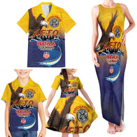 American Samoa Fautasi Family Matching Tank Maxi Dress and Hawaiian Shirt Bald Eage and Sailfish with Kakau Motifs - Wonder Print Shop