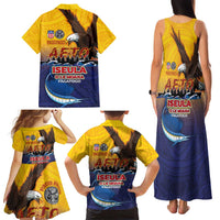 American Samoa Fautasi Family Matching Tank Maxi Dress and Hawaiian Shirt Bald Eage and Sailfish with Kakau Motifs - Wonder Print Shop