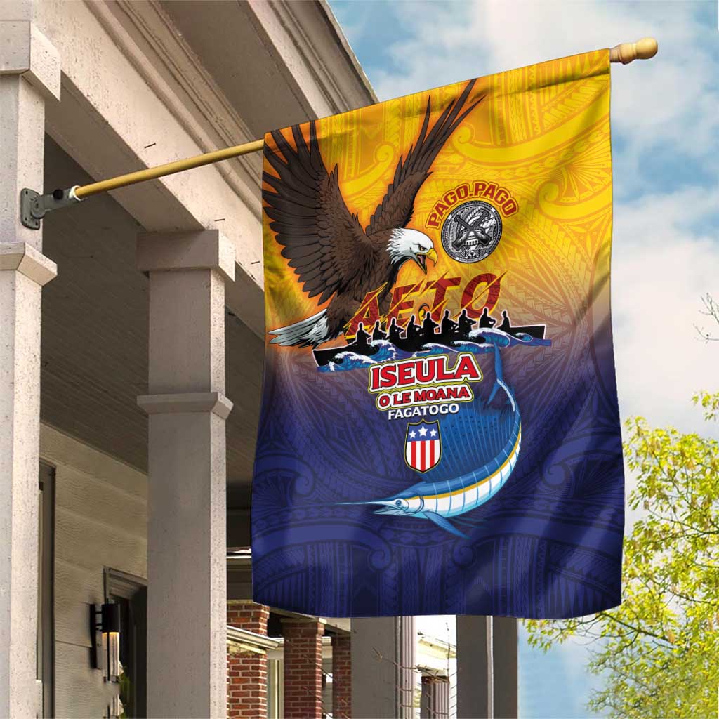 American Samoa Fautasi Garden Flag Bald Eage and Sailfish with Kakau Motifs - Wonder Print Shop