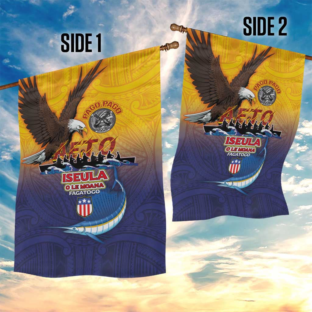 American Samoa Fautasi Garden Flag Bald Eage and Sailfish with Kakau Motifs - Wonder Print Shop