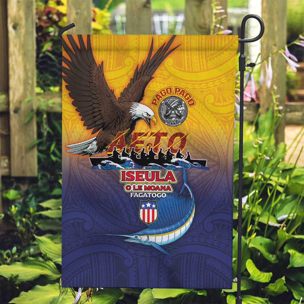 American Samoa Fautasi Garden Flag Bald Eage and Sailfish with Kakau Motifs - Wonder Print Shop