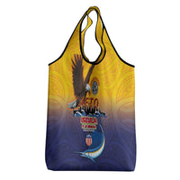 American Samoa Fautasi Grocery Bag Bald Eage and Sailfish with Kakau Motifs - Wonder Print Shop
