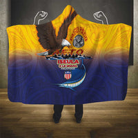 American Samoa Fautasi Hooded Blanket Bald Eage and Sailfish with Kakau Motifs - Wonder Print Shop