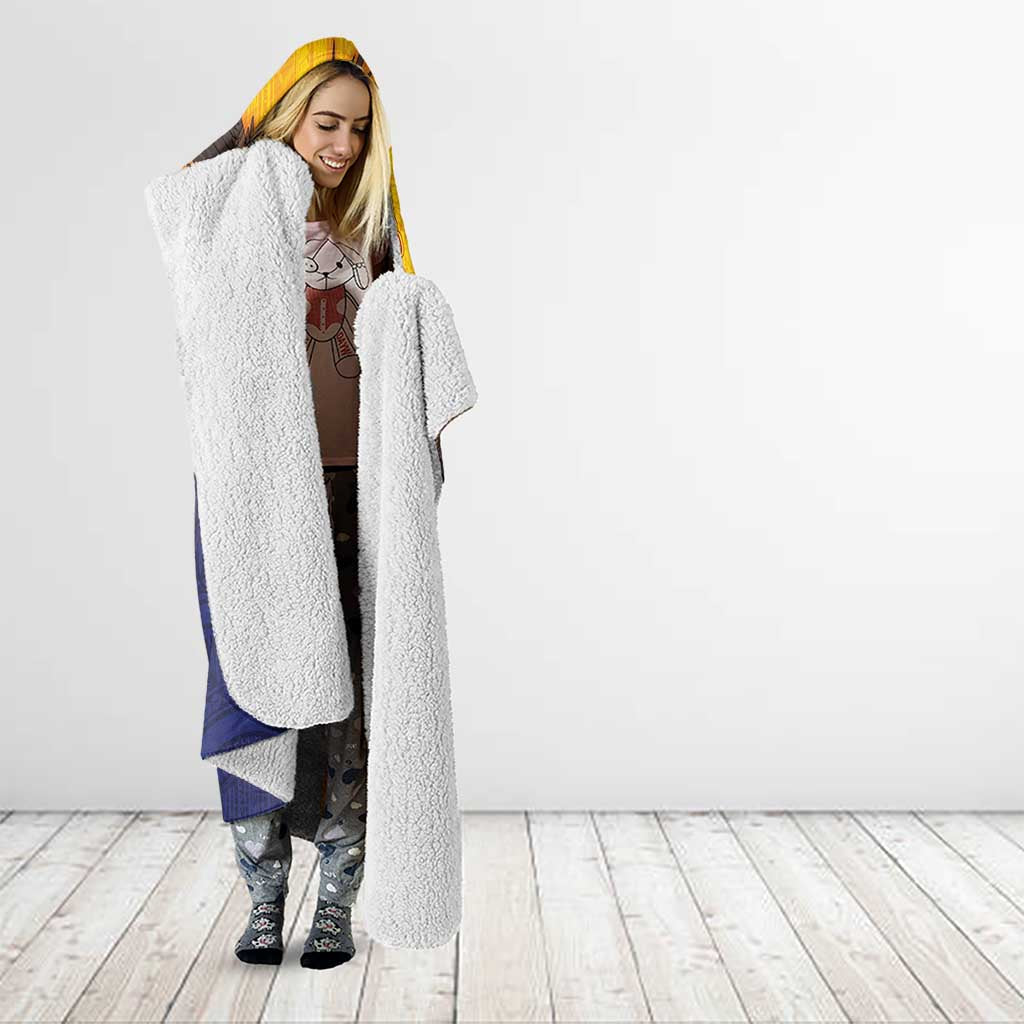 American Samoa Fautasi Hooded Blanket Bald Eage and Sailfish with Kakau Motifs - Wonder Print Shop