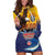 American Samoa Fautasi Hoodie Dress Bald Eage and Sailfish with Kakau Motifs - Wonder Print Shop