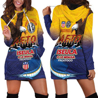 American Samoa Fautasi Hoodie Dress Bald Eage and Sailfish with Kakau Motifs - Wonder Print Shop
