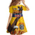 American Samoa Fautasi Kid Short Sleeve Dress Bald Eage and Sailfish with Kakau Motifs - Wonder Print Shop