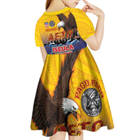 American Samoa Fautasi Kid Short Sleeve Dress Bald Eage and Sailfish with Kakau Motifs - Wonder Print Shop