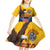 American Samoa Fautasi Kid Short Sleeve Dress Bald Eage and Sailfish with Kakau Motifs - Wonder Print Shop