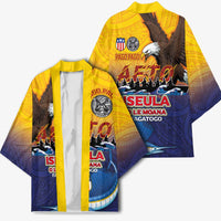 American Samoa Fautasi Kimono Bald Eage and Sailfish with Kakau Motifs - Wonder Print Shop