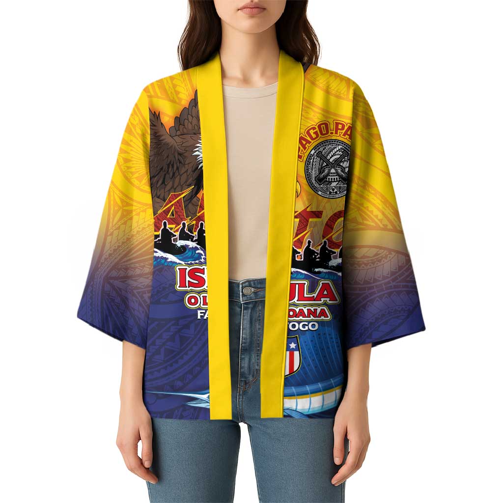 American Samoa Fautasi Kimono Bald Eage and Sailfish with Kakau Motifs - Wonder Print Shop