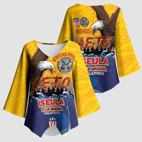 American Samoa Fautasi Kimono Sleeve Blouse Bald Eage and Sailfish with Kakau Motifs - Wonder Print Shop