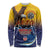 American Samoa Fautasi Long Sleeve Shirt Bald Eage and Sailfish with Kakau Motifs - Wonder Print Shop