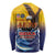 American Samoa Fautasi Long Sleeve Shirt Bald Eage and Sailfish with Kakau Motifs - Wonder Print Shop