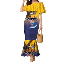 American Samoa Fautasi Mermaid Dress Bald Eage and Sailfish with Kakau Motifs - Wonder Print Shop