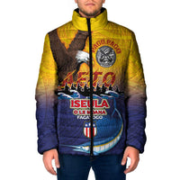 American Samoa Fautasi Padded Jacket Bald Eage and Sailfish with Kakau Motifs - Wonder Print Shop