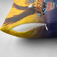 American Samoa Fautasi Pillow Cover Bald Eage and Sailfish with Kakau Motifs - Wonder Print Shop