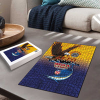 American Samoa Fautasi Puzzle Bald Eage and Sailfish with Kakau Motifs - Wonder Print Shop