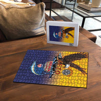 American Samoa Fautasi Puzzle Bald Eage and Sailfish with Kakau Motifs - Wonder Print Shop