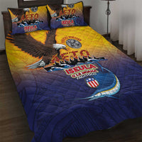 American Samoa Fautasi Quilt Bed Set Bald Eage and Sailfish with Kakau Motifs - Wonder Print Shop