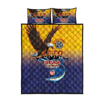 American Samoa Fautasi Quilt Bed Set Bald Eage and Sailfish with Kakau Motifs - Wonder Print Shop