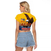 American Samoa Fautasi Raglan Cropped T Shirt Bald Eage and Sailfish with Kakau Motifs - Wonder Print Shop