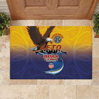 American Samoa Fautasi Rubber Doormat Bald Eage and Sailfish with Kakau Motifs - Wonder Print Shop