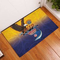 American Samoa Fautasi Rubber Doormat Bald Eage and Sailfish with Kakau Motifs - Wonder Print Shop
