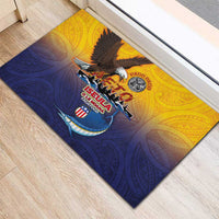 American Samoa Fautasi Rubber Doormat Bald Eage and Sailfish with Kakau Motifs - Wonder Print Shop
