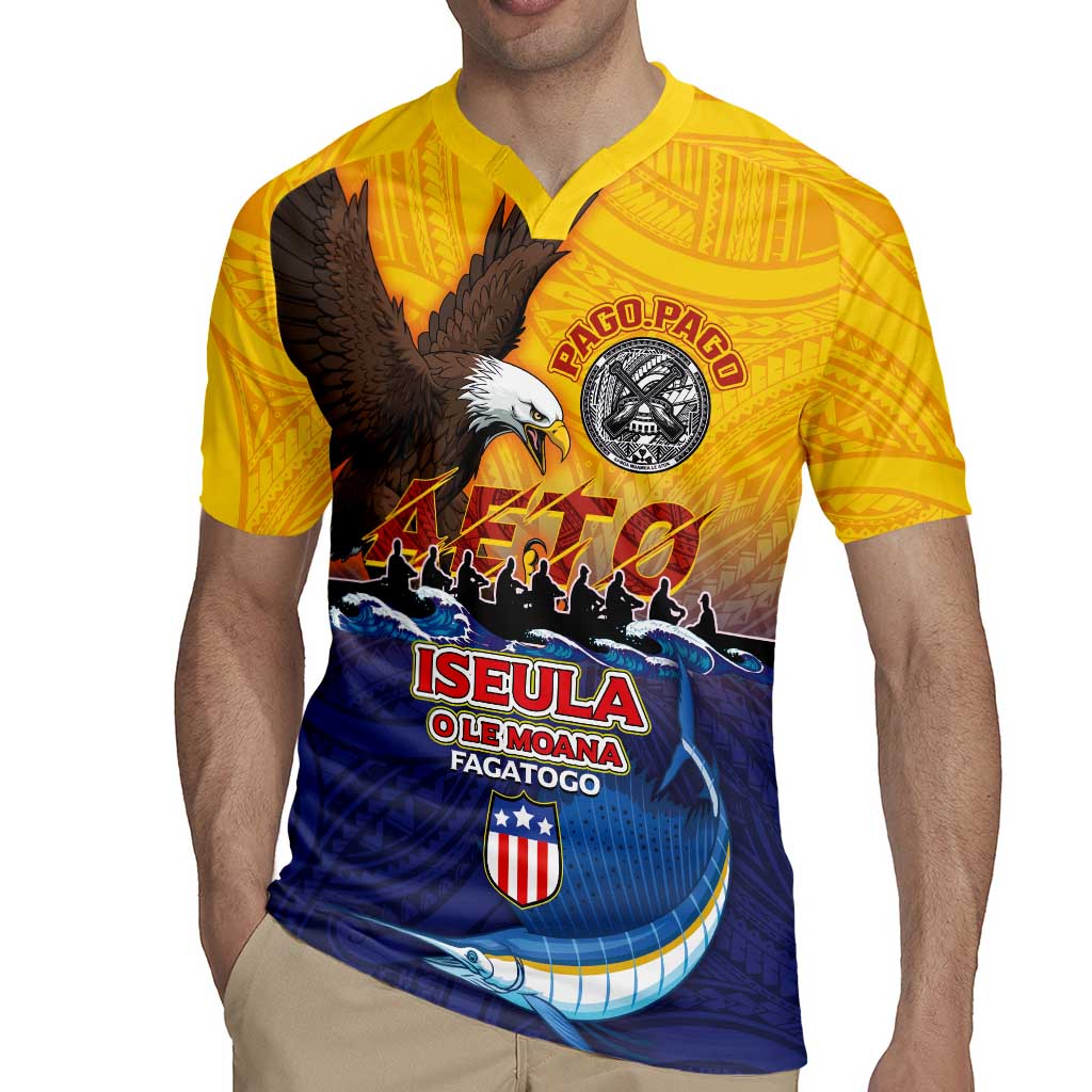 American Samoa Fautasi Rugby Jersey Bald Eage and Sailfish with Kakau Motifs - Wonder Print Shop