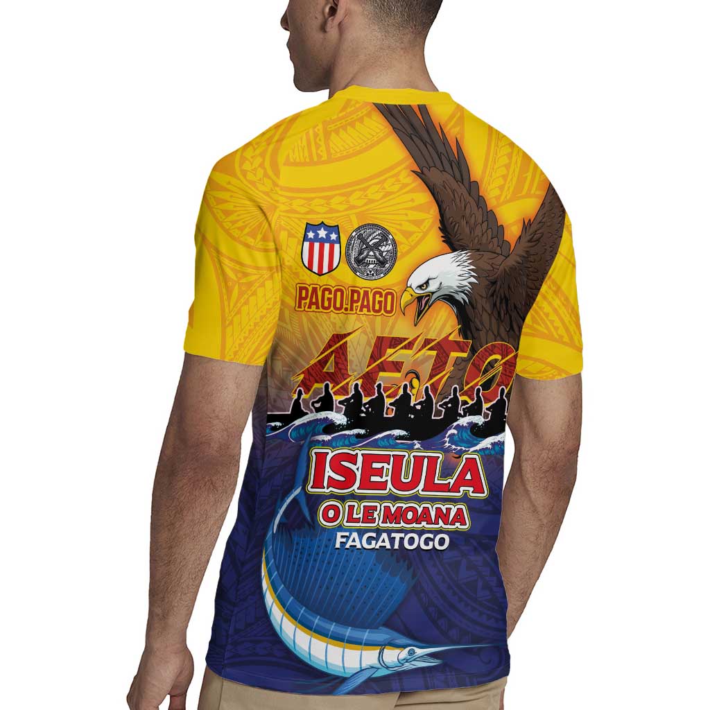 American Samoa Fautasi Rugby Jersey Bald Eage and Sailfish with Kakau Motifs - Wonder Print Shop