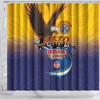 American Samoa Fautasi Shower Curtain Bald Eage and Sailfish with Kakau Motifs - Wonder Print Shop